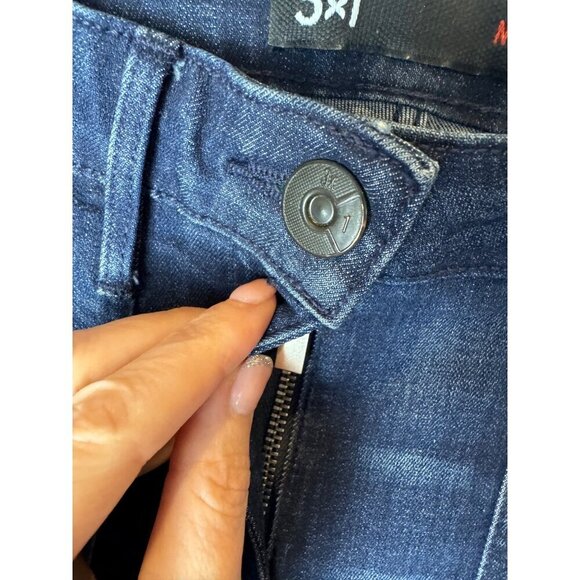 3x1 Jeans Women 27 Blue Gunner Wash Denim Patch‎ Pocket Boot Cut Cropped Retro - Picture 7 of 10